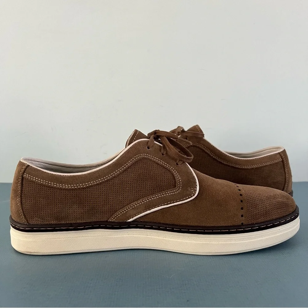 Johnston & Murphy Denby Camel Brown Suede Cap Toe Lace Up Oxford‎ Shoes